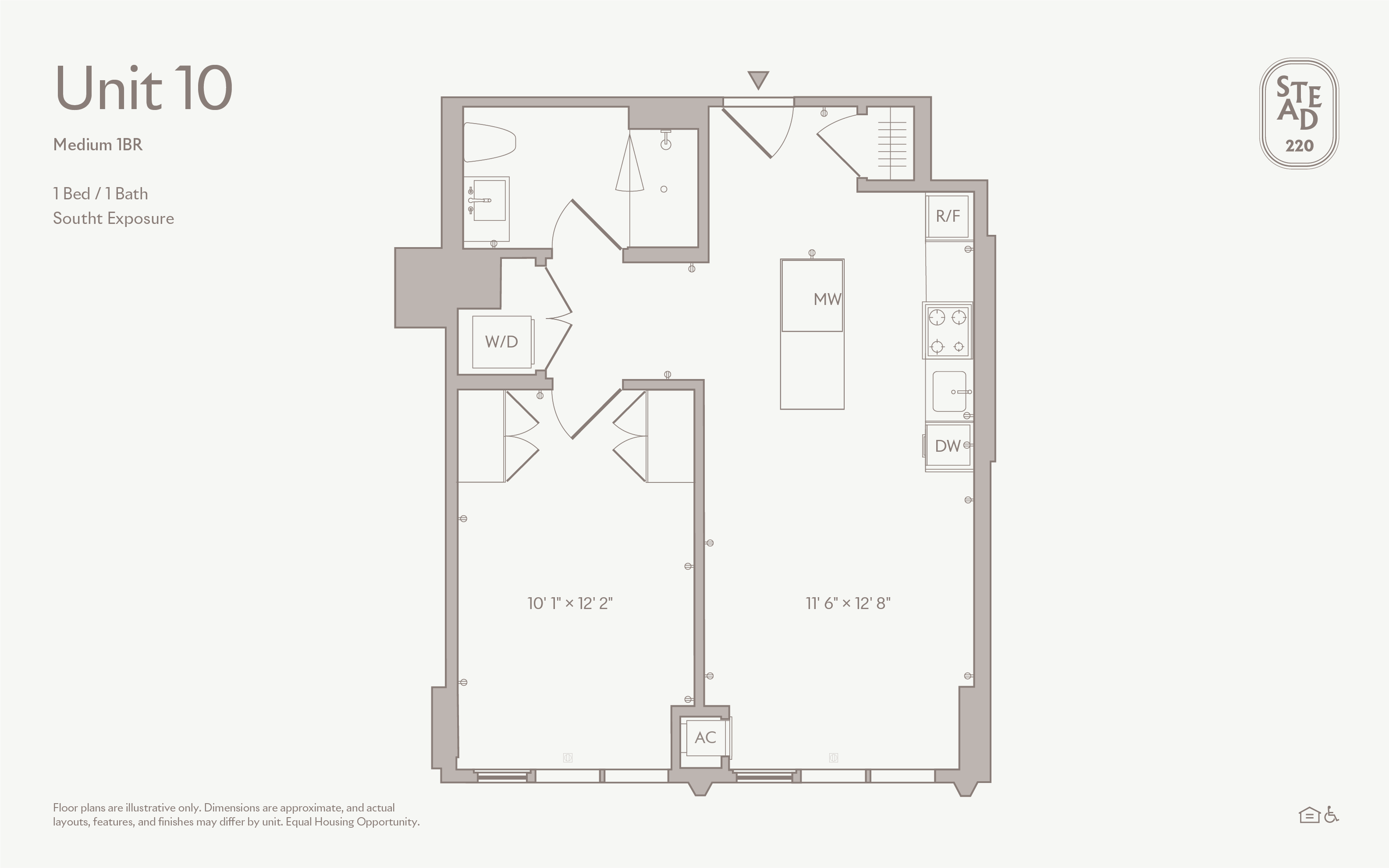 1 BEDROOM floor plan — UNIT 10, 1 BATH at Stead 220, Fulton Market