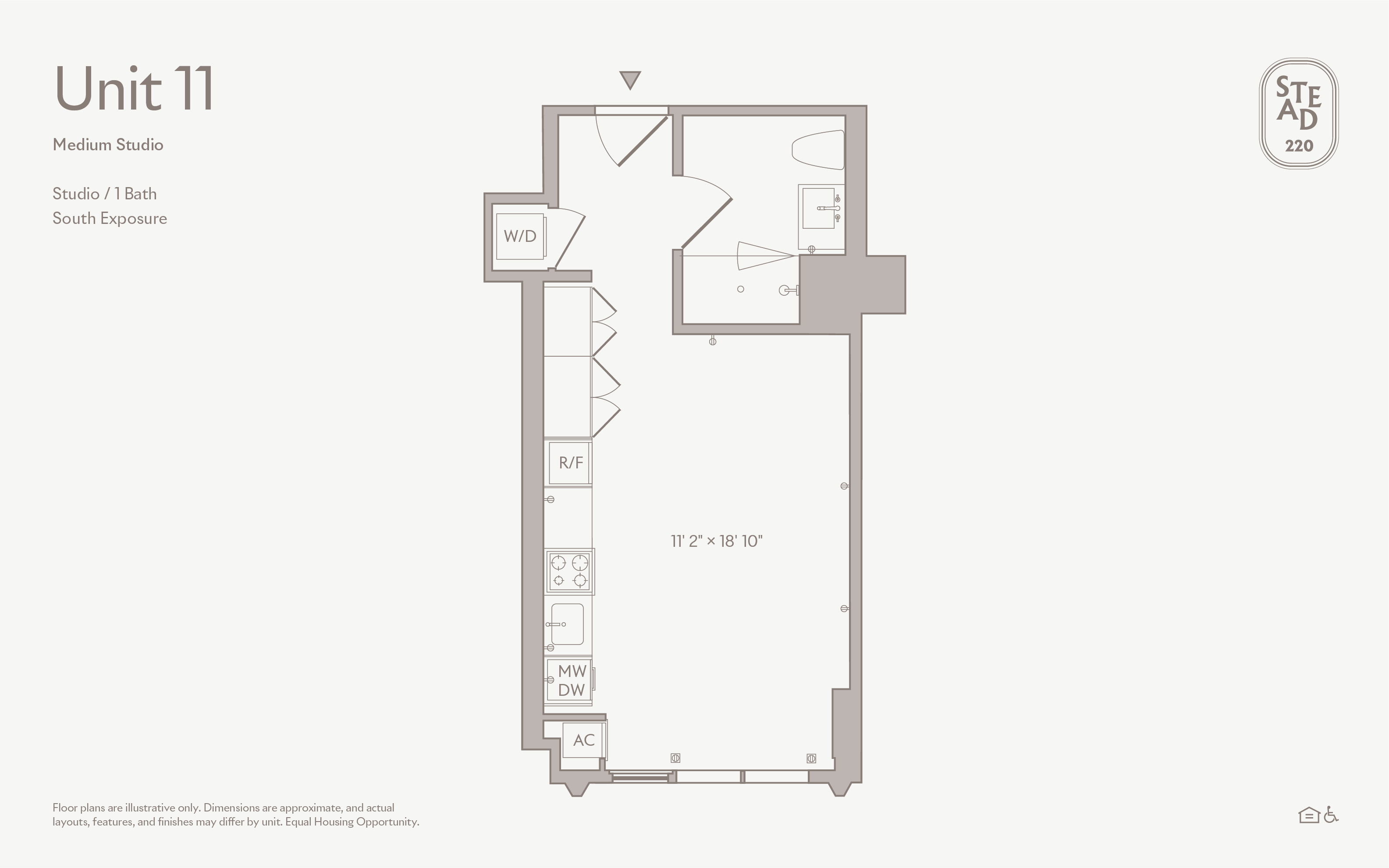 STUDIO floor plan — UNIT 11, 1 BATH at Stead 220, Fulton Market