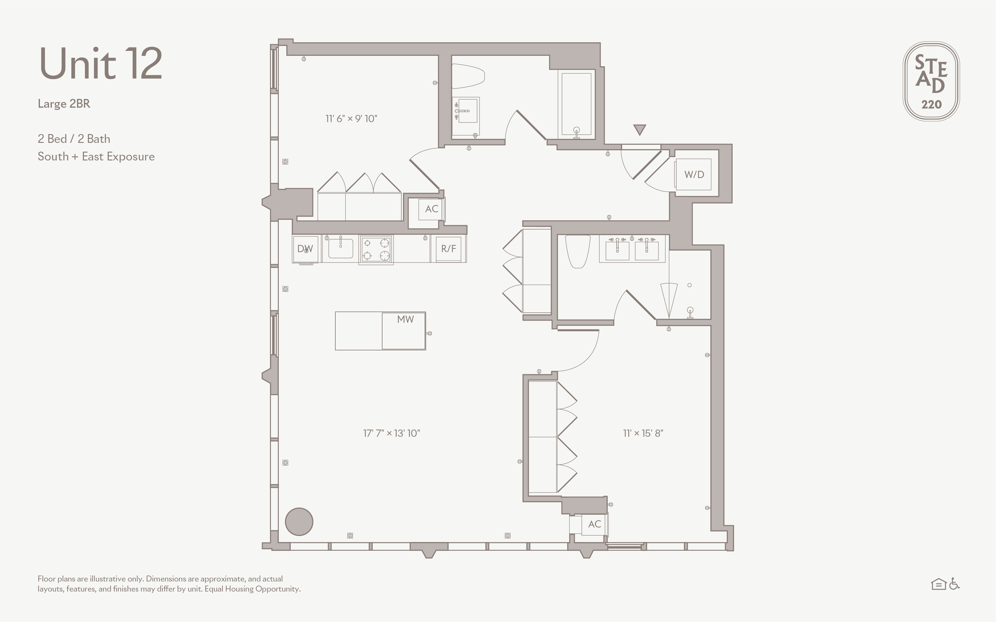 2 BEDROOM floor plan — UNIT 12, 2 BATH at Stead 220, Fulton Market