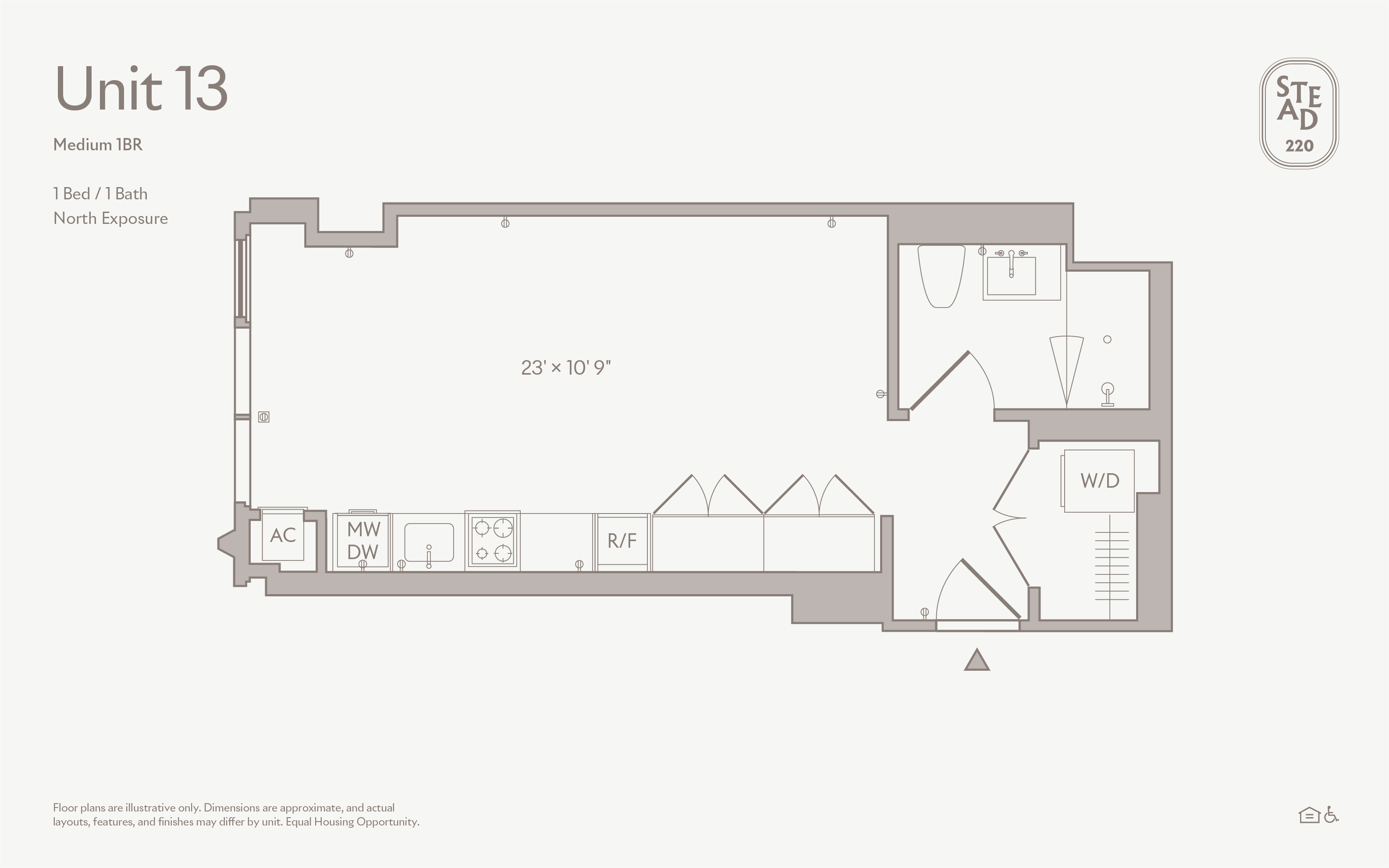 STUDIO floor plan — UNIT 13, 1 BATH at Stead 220, Fulton Market