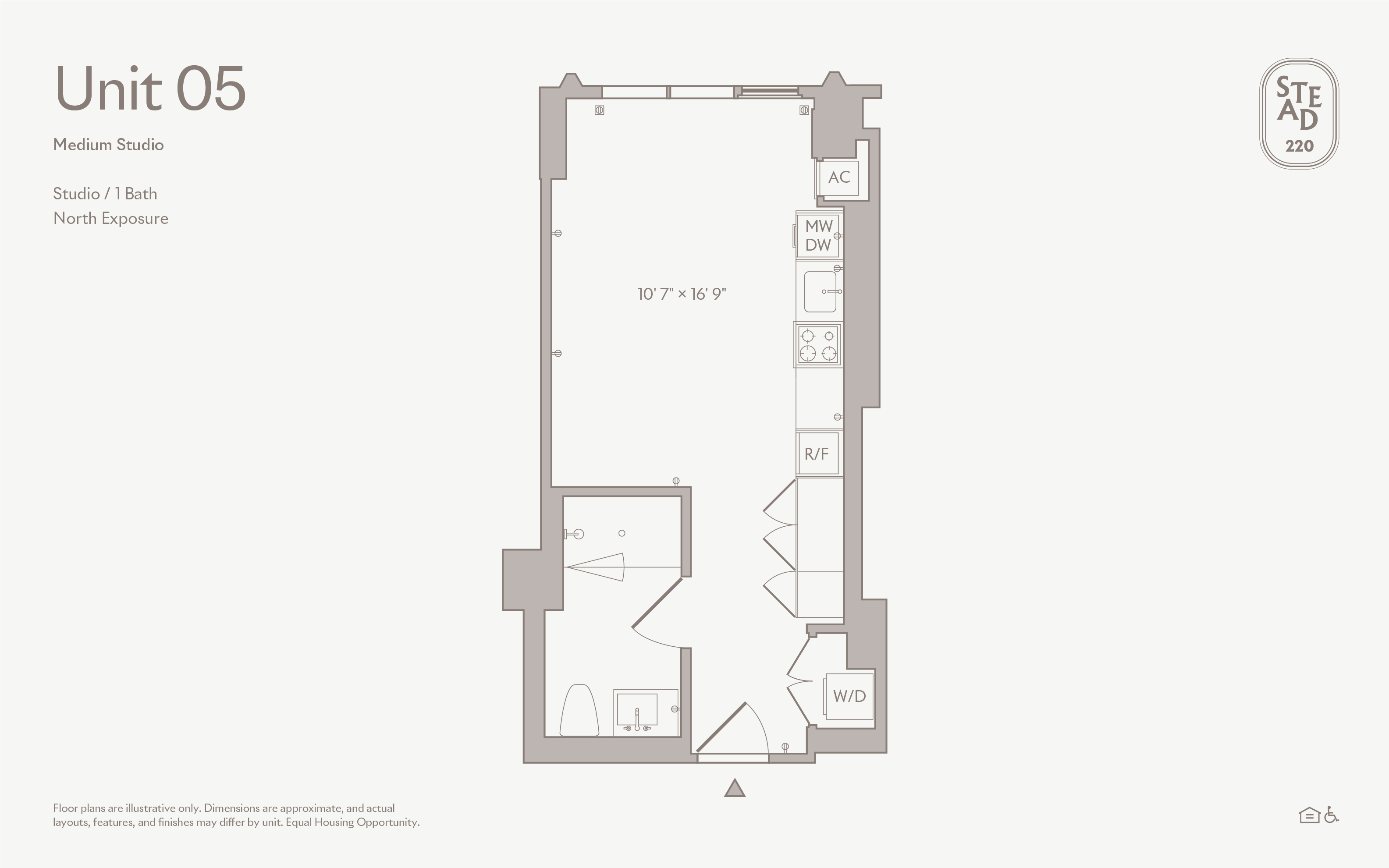 Medium Studio - Unit 05 floor plan — Unit 5 at Stead 220, Fulton Market — inset preview