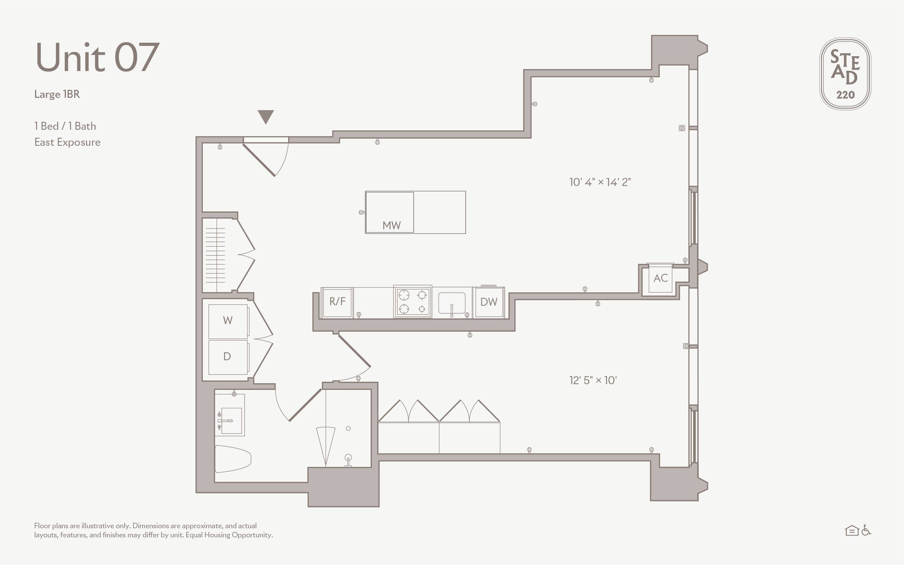 1 BEDROOM floor plan — UNIT 07, 1 BATH at Stead 220, Fulton Market