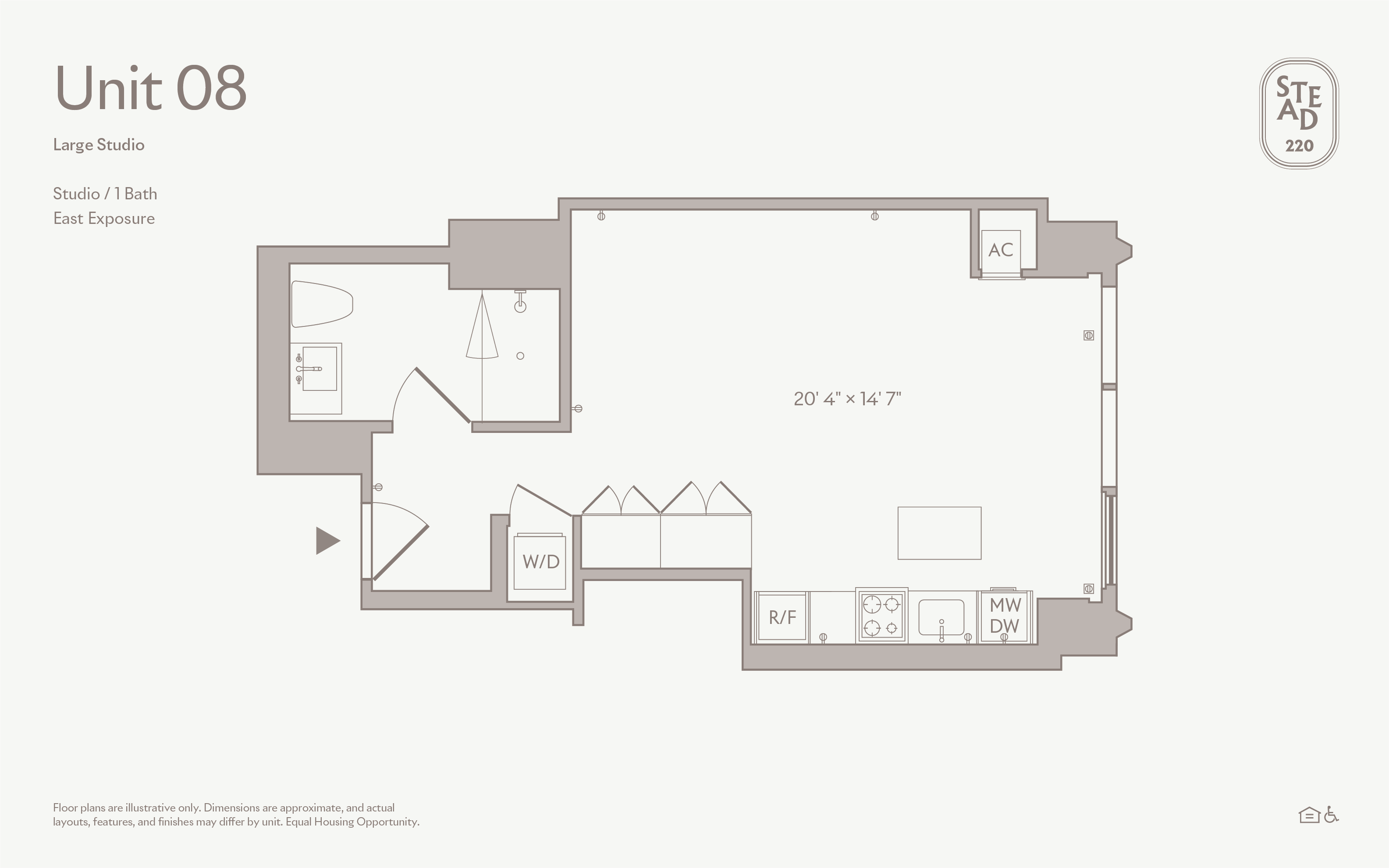 STUDIO floor plan — UNIT 08, 1 BATH at Stead 220, Fulton Market