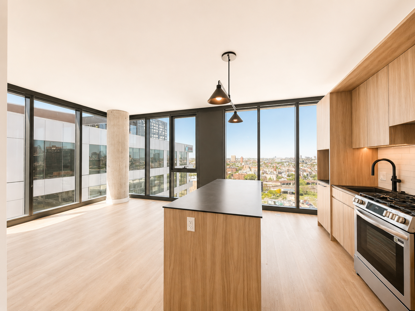 Living area in Large 1BR + Den - Unit 02, Unit 2 at Stead 220, Fulton Market