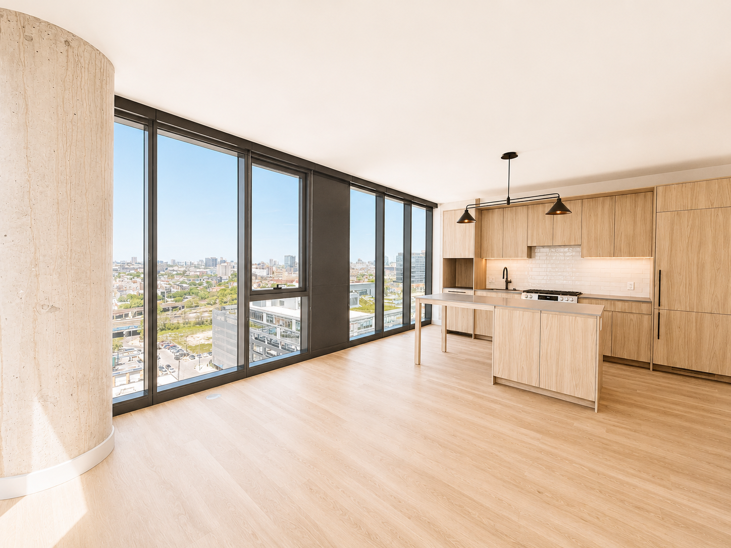 Living area in Large 1BR + Den - Unit 02, Unit 2 at Stead 220, Fulton Market