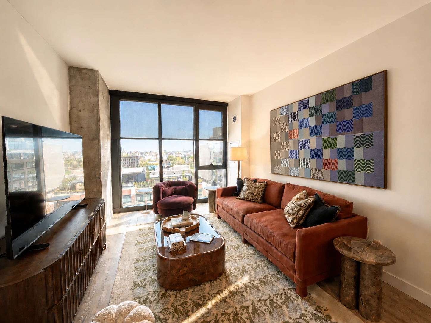 Living area in Medium 1BR - Unit 04, Unit 4 at Stead 220, Fulton Market