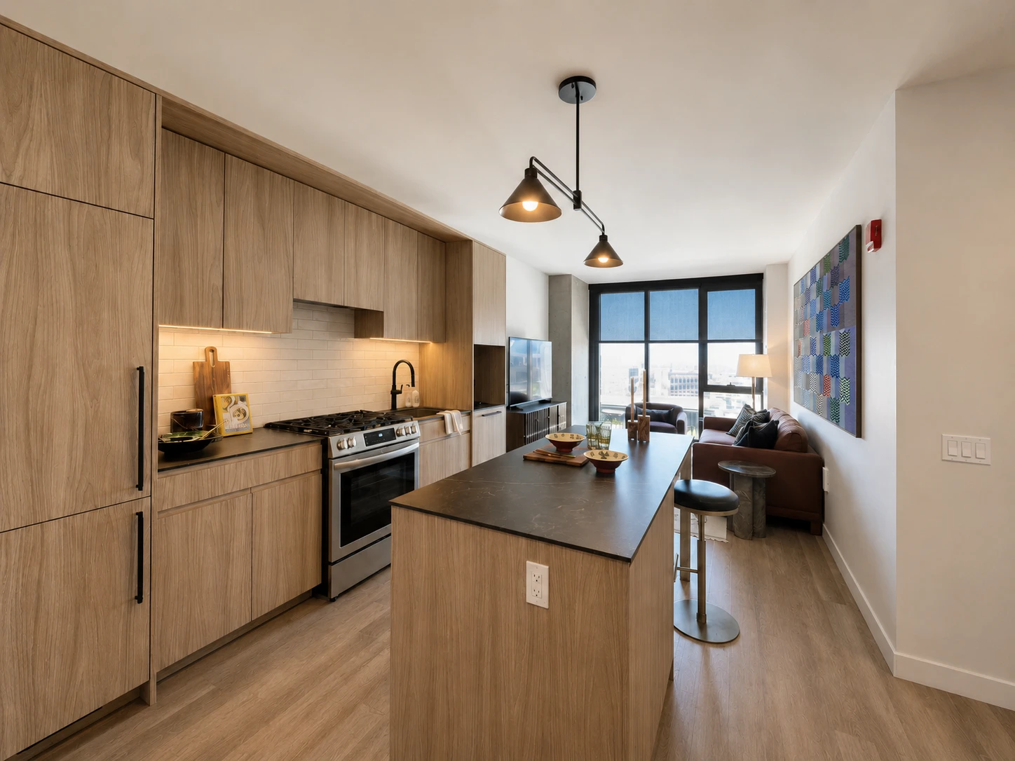 Living area in Medium 1BR - Unit 04, Unit 4 at Stead 220, Fulton Market