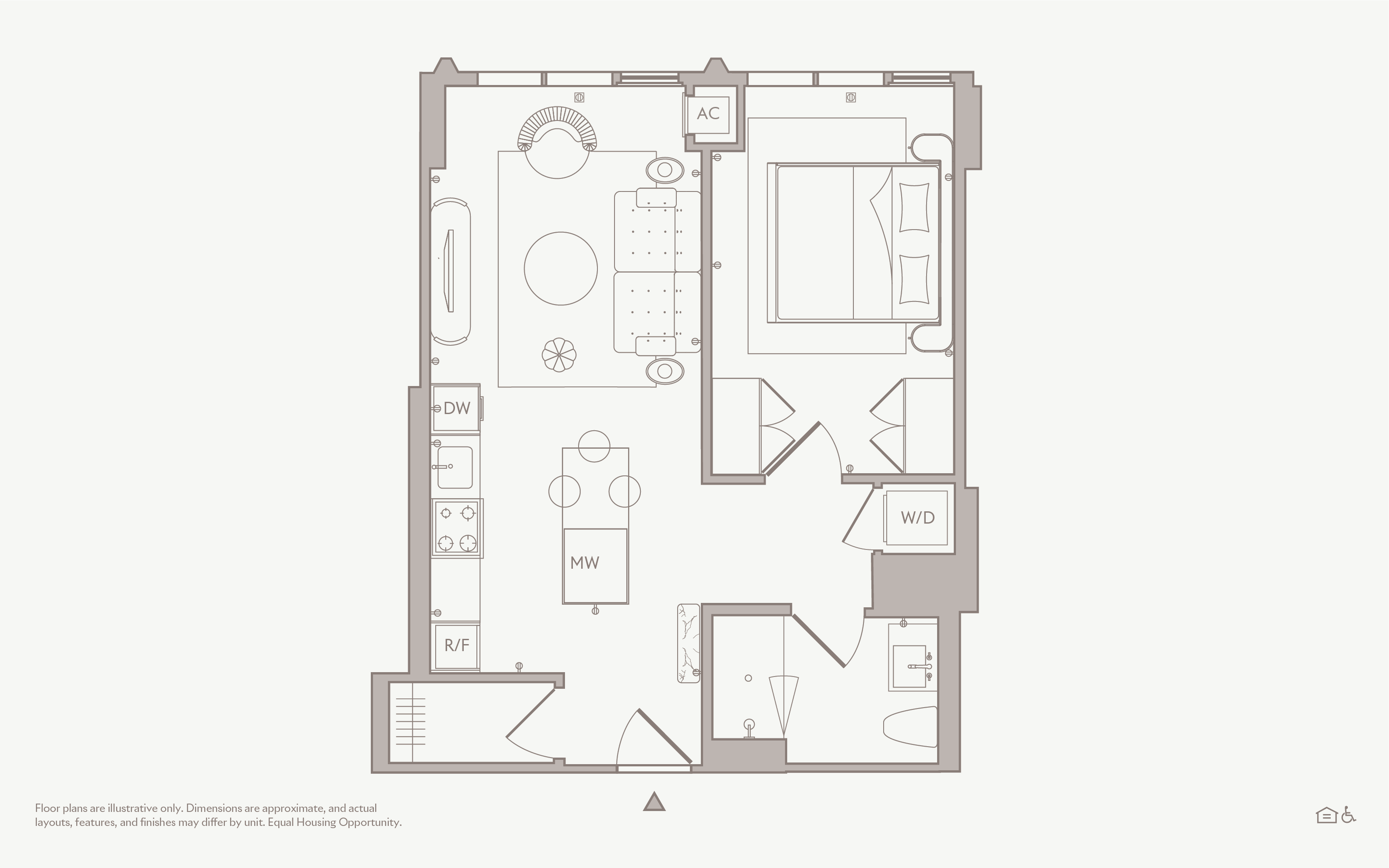 1 BEDROOM floor plan — UNIT 2803, 1 BATH at Stead 220, Fulton Market