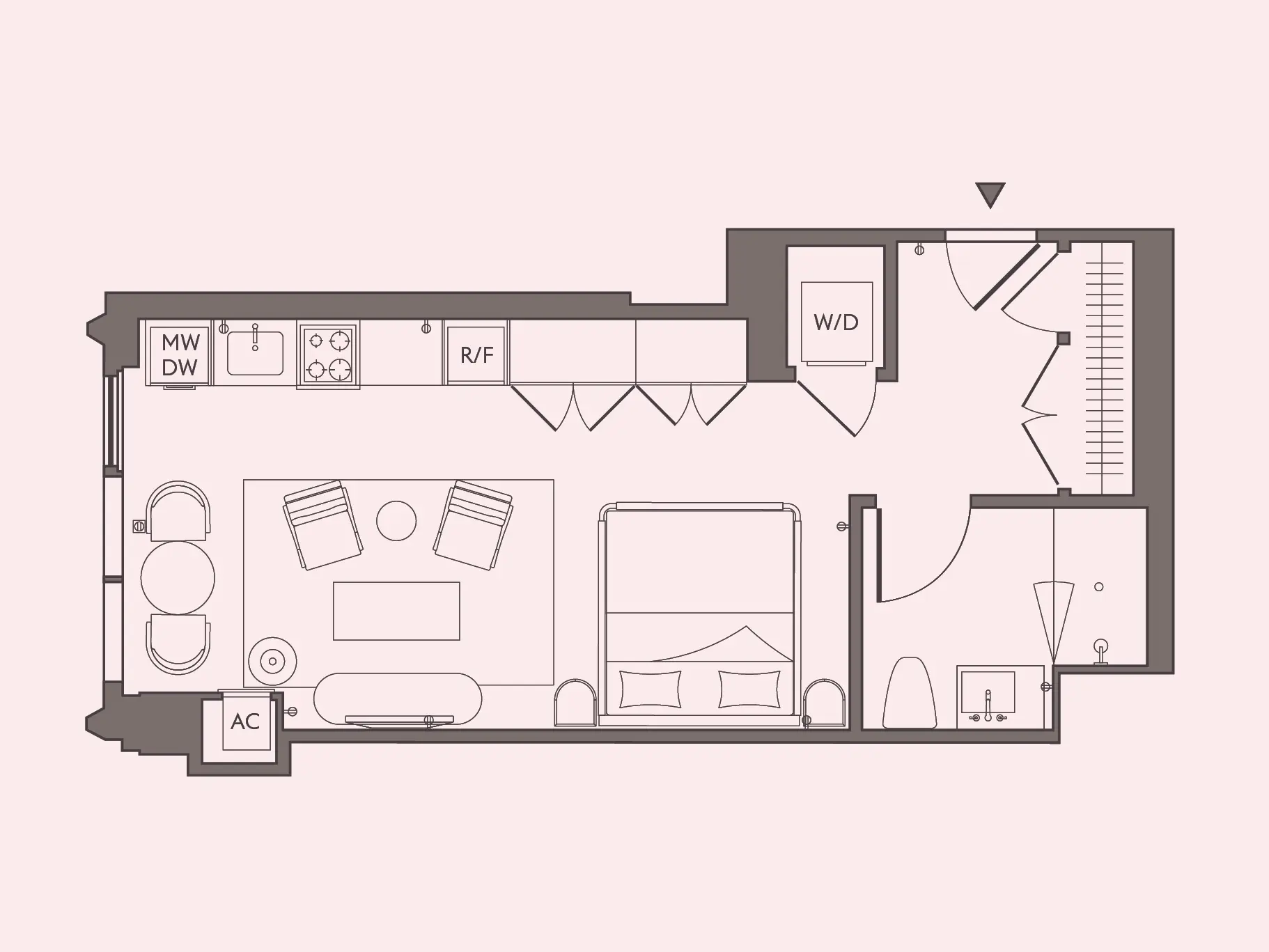 LARGE STUDIO floor plan — UNIT 01, 1 BATH at Stead 220, Fulton Market