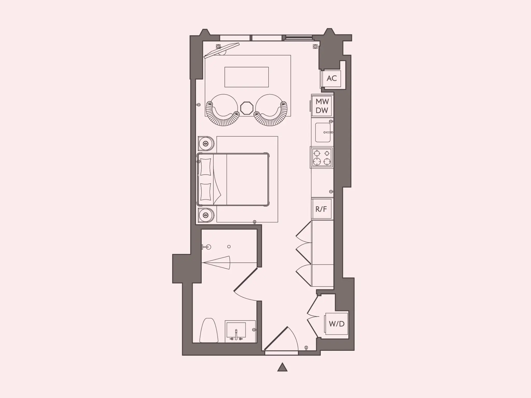 MEDIUM STUDIO floor plan — UNIT 05, 1 BATH at Stead 220, Fulton Market